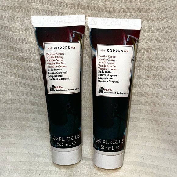 NEW & SEALED! KORRES LOT OF 2 VANILLA CHERRY BODY BUTTER 1.69 OZ EACH / 3.38 OZ - Picture 1 of 2